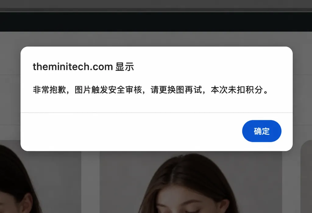 AI 图片生成提示安全审核未通过的界面截图